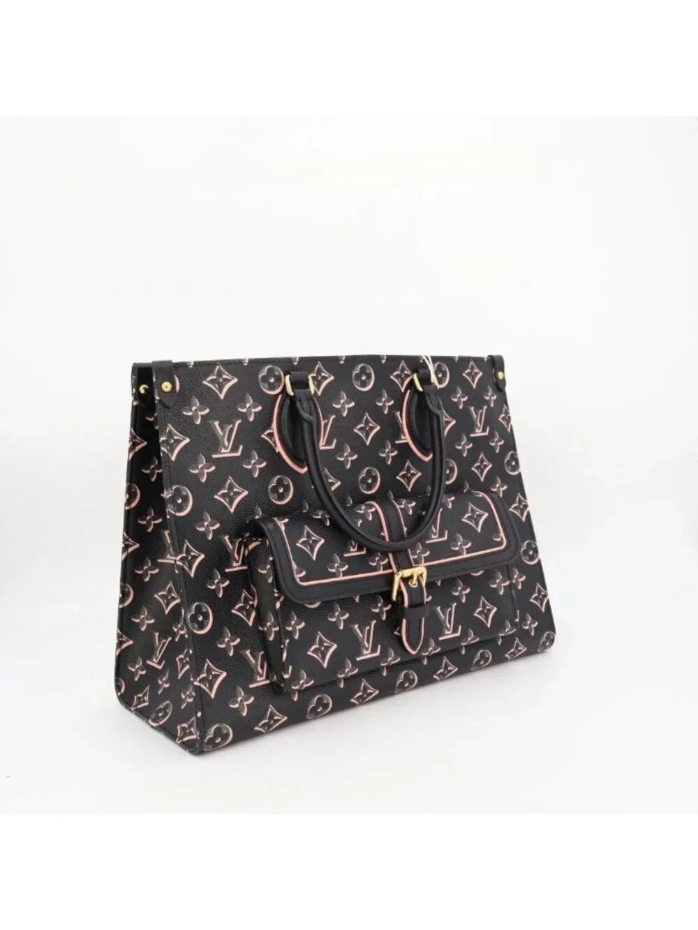 Louis Vuitton on the Go MM Fall for You Black Pink Tote Shoulder Bag